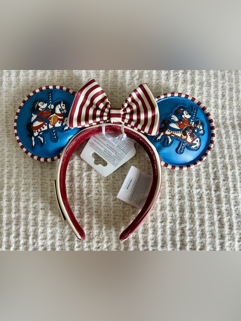 Disney Parks 2026 Loungefly Boardwalk Mickey & Minnie Carousel Ear Headband New